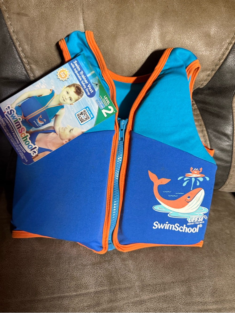 Aqua Kids Blue & Teal Swim Rashguard with Orange Trim
